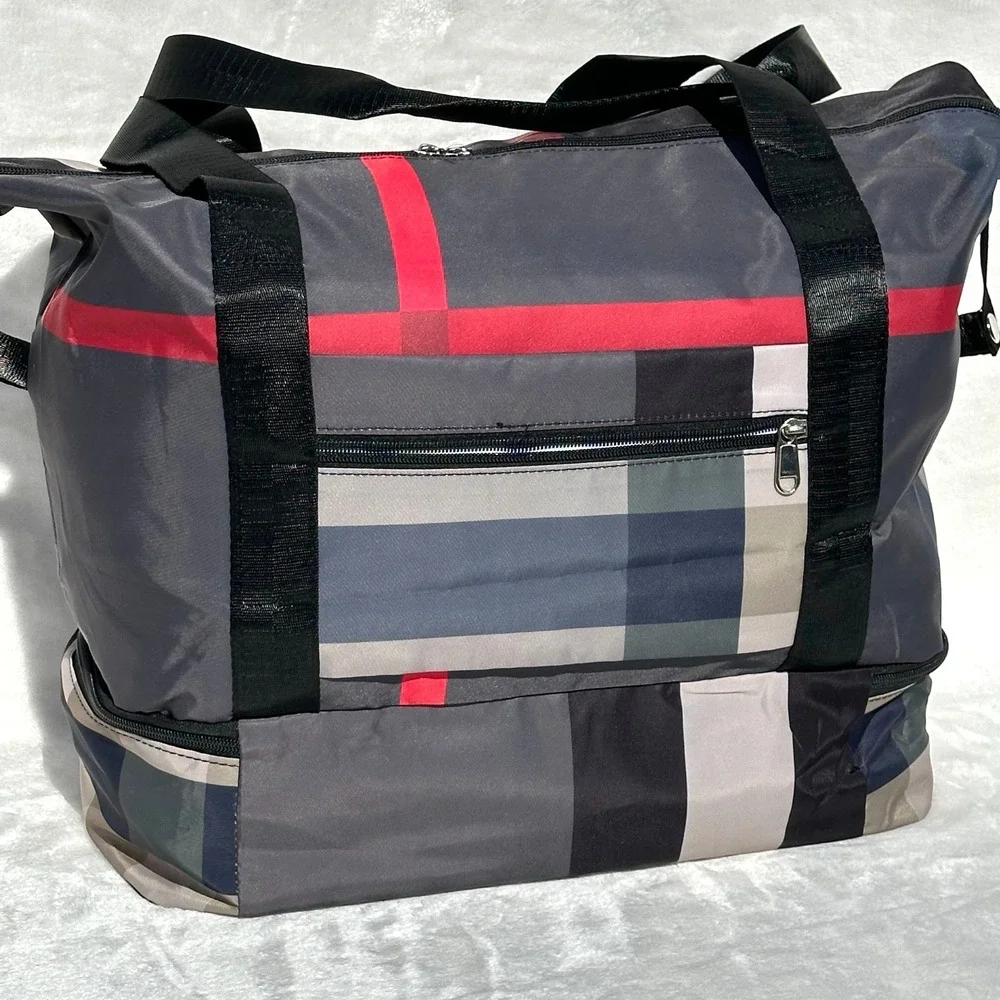 Large Travel Tote Duffel Bag Foldable Waterproof Gym Bag Shoe Section Carry On